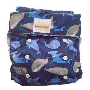 Pañal Ecológico Con Absorbente Intercambiables (Ballenas - Velcro)