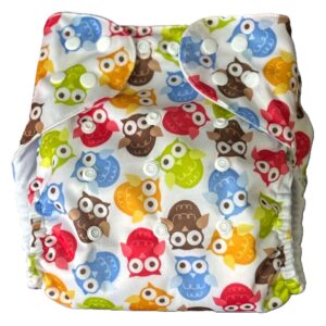Pañal Ecológico Con Absorbente Intercambiable (Búhos de Colores - Broches)