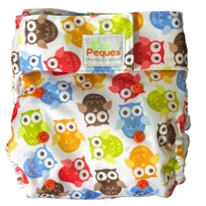 Pañal Ecológico Con Absorbente Intercambiable (Búhos de Colores - Velcro)