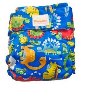 Pañal Ecológico Con Absorbente Intercambiables (Dinosaurios Azules – Velcro)