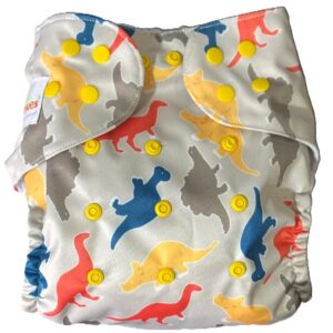 Pañal Ecológico Con Absorbente Intercambiable (Dinosaurio Colores - Broches)