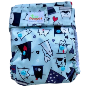 Pañal Ecológico Con Absorbente Intercambiables (Gatos – Velcro)