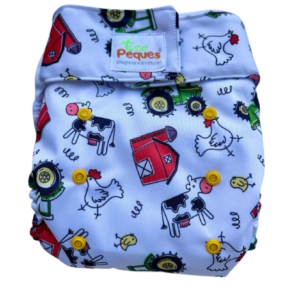 Pañal Ecológico Con Absorbente Intercambiable (Granja Feliz– Velcro)