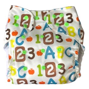 Pañal Ecológico Con Absorbente Intercambiable (Números y Letras - Broches)