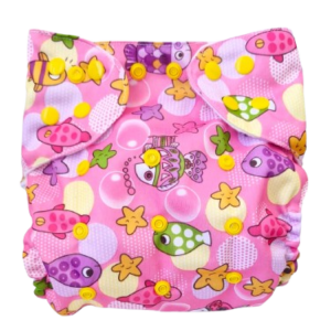 Pañal Ecológico Con Absorbente Intercambiable (Peces – Broche)