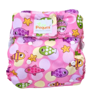 Pañal Ecológico Con Absorbente Intercambiable (Peces – Velcro)