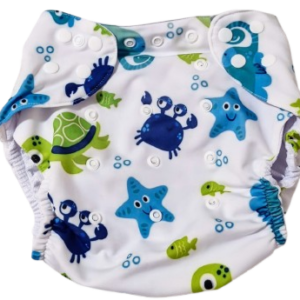 Pañal Ecológico de Piscina(Blanco con Estrellas, Cangrejos y Tortugas)
