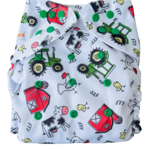 Pañal Ecológico Con Absorbente Intercambiable (Granja Feliz– Broches)