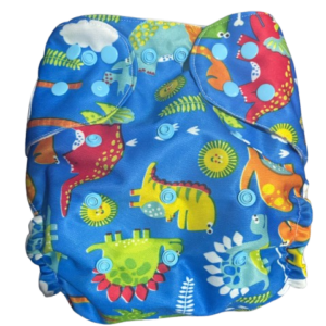 Pañal Ecológico Con Absorbente Intercambiables (Dinosaurios Azules – Broche)