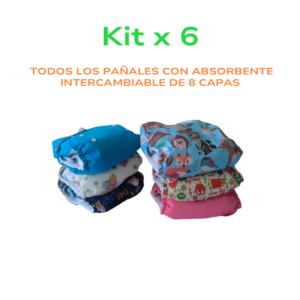 Kit x 6  Pañales Ecológicos Reutilizables