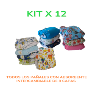 Kit x 12 Pañales Ecológicos Reutilizables